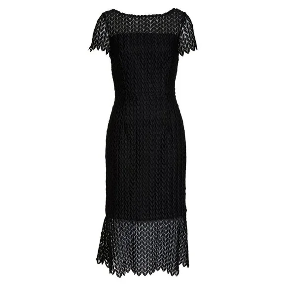 🆕KAY UNGER Tatum Lace Midi Cocktail Dress Black 10 - Picture 5 of 11